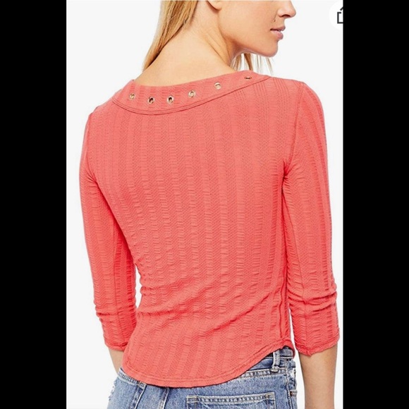 - Free People 'ice Cold Lace Up' Grommet Ribbed Top - Picture 10 of 10